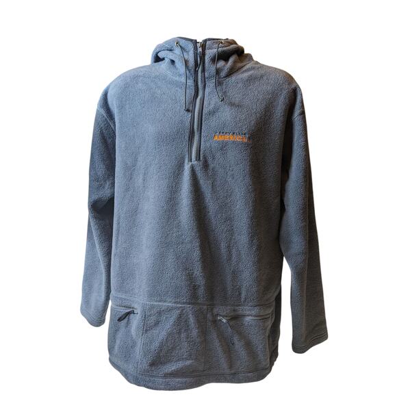 Perry Ellis Hoodie Mens Large Fleece Pullover Jacket Blue Zip Pockets Sweatshirt - Picture 12 of 16